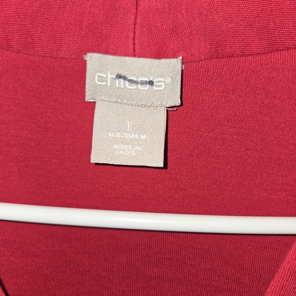 Chico's Red V-neckline Longsleeve Top, Size 1 (us medium), pima cotton - Picture 4 of 9